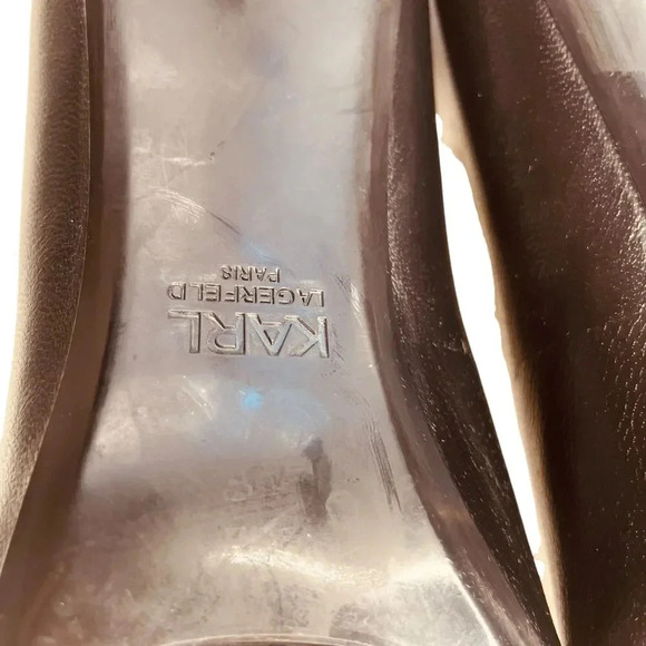 Karl Lagerfeld Paris Royale Smooth Leather Heeled Pumps - Picture 10 of 12